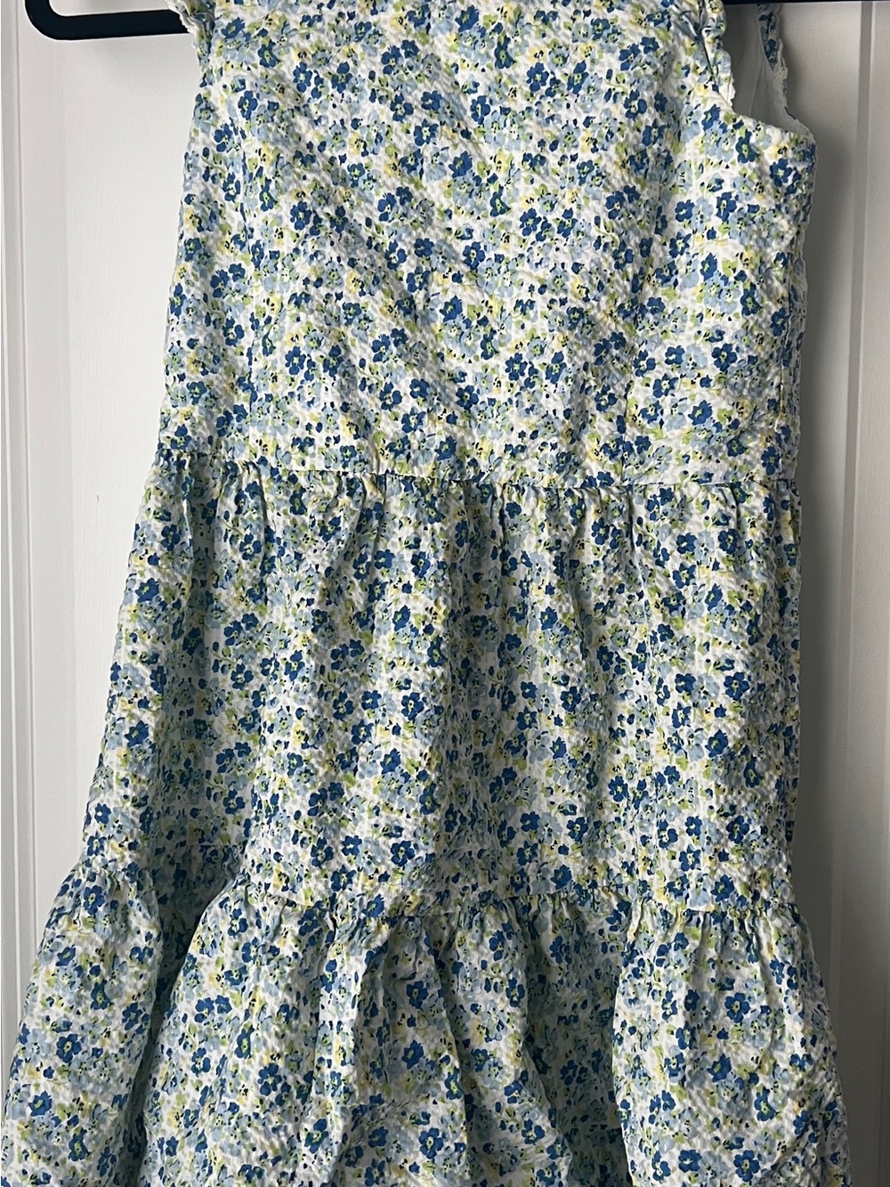 Girls Polo by Ralph Lauren Blue, Green and White Floral Tiered Midi Dress